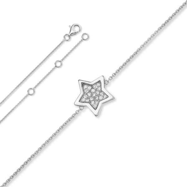 Zirkonia Stern Armband aus 925 Silber   18 cm
