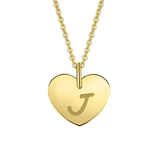 Herz mit Gravur J Buchstaben Anhänger aus 333 Gelbgold