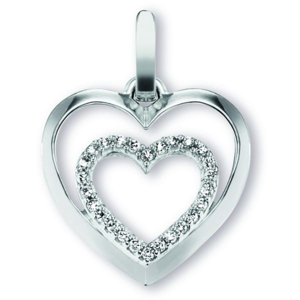 Zirkonia Herz Herz Anhänger aus 925 Silber
