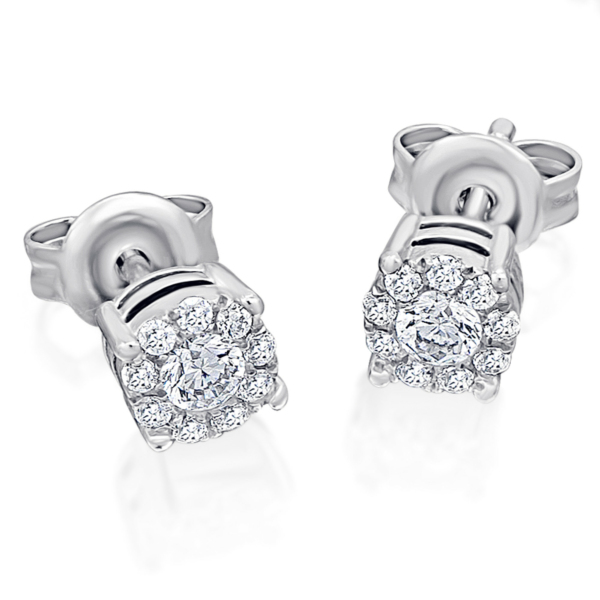 0,32 ct  Diamant Brillant Invisible Ohrringe   Ohrstecker aus 585 Weißgold