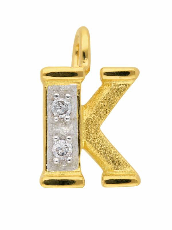 Damen Gold Schmuck 585 Gold Buchstabenanhänger mit Diamant