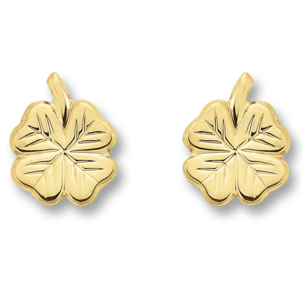 Kleeblatt Ohrringe   Ohrstecker aus 333 Gelbgold