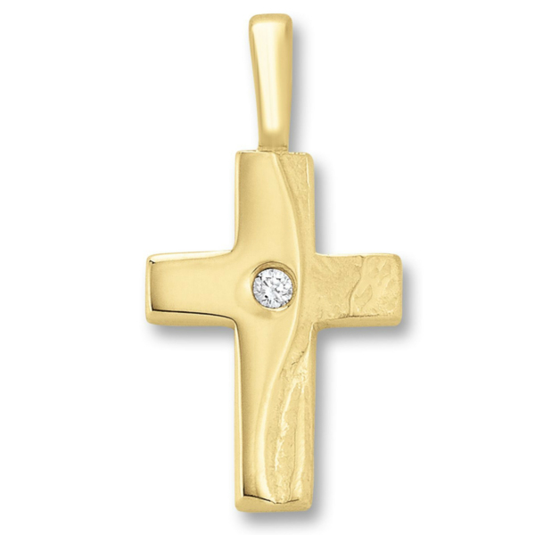 Zirkonia Kreuz Anhänger aus 333 Gelbgold
