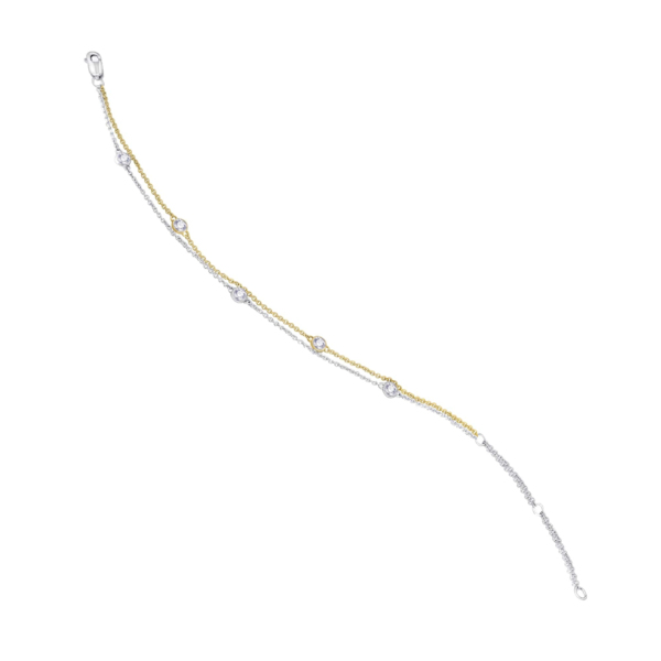 0,18 ct  Diamant Brillant Armband Rundankerkette aus 585 Gelbgold   19 cm