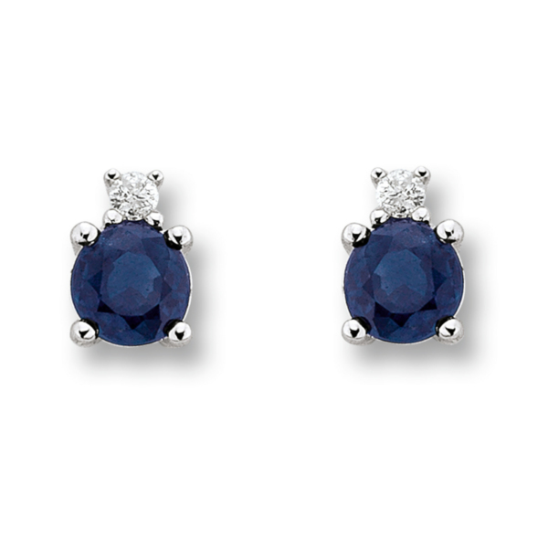 0.02 ct  Diamant Brillant Safir Ohrringe   Ohrstecker aus 585 Weißgold