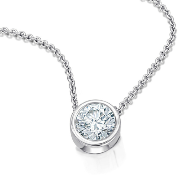 0.2 ct  Diamant Brillant Zarge Halskette aus 585 Weißgold   45 cm  Ø 5,45 mm
