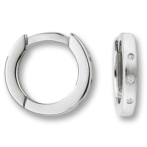 Zirkonia Ohrringe   Creolen aus 925 Silber Ø 12,0 x 1,9 mm