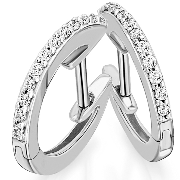 0,15 ct  Diamant Brillant Ohrringe   Creolen aus 585 Weißgold