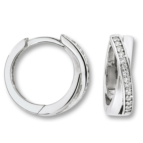 Zirkonia Ohrringe   Creolen aus 925 Silber