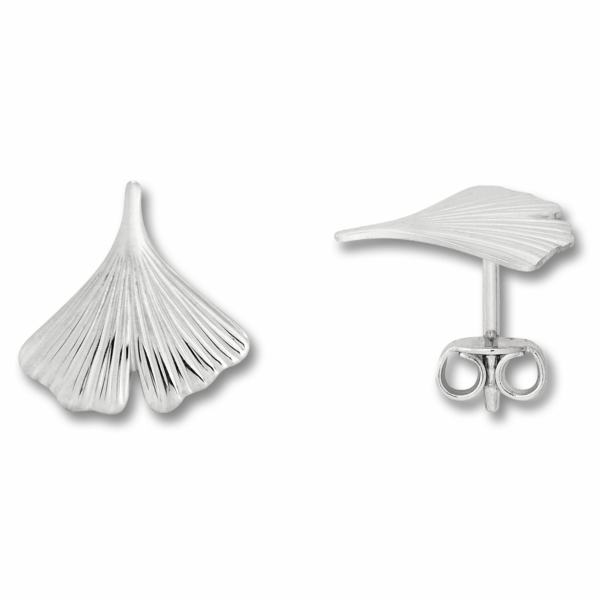 Ginkgoblatt Ohrringe   Ohrstecker aus 925 Silber